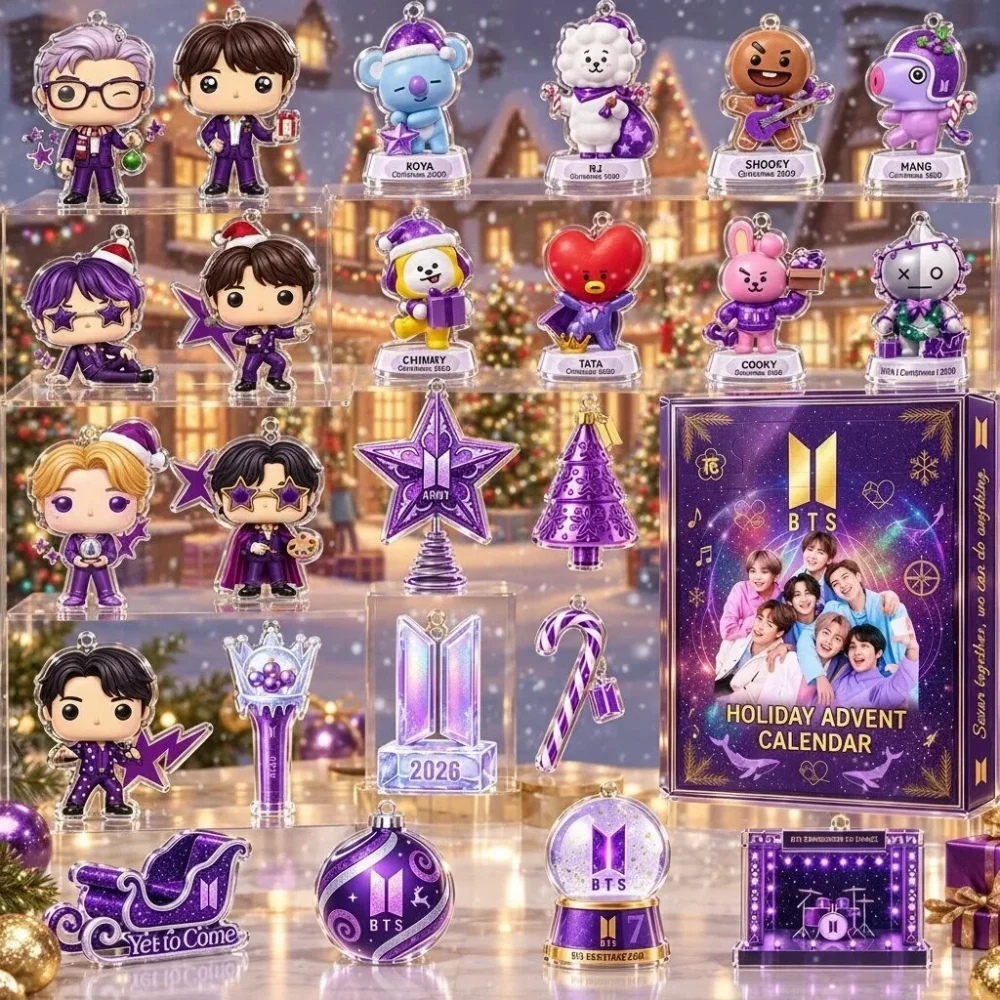 Bts Christmas 2026 Advent Calendar Christmas Eve Countdown Xmas Gifts For Army, 3D Acrylic Collectibles