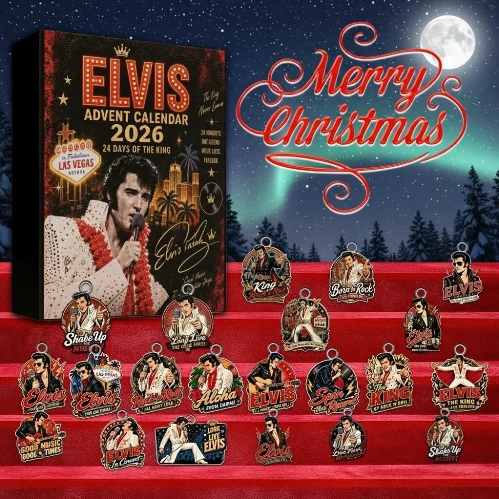 Elvis Presley 2026 Advent Calendar Xmas Countdown Presents For Elvis Presley Fans, 3D Acrylic Collectibles