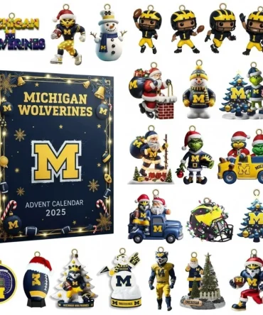 Michigan Wolverines 24 Day Advent Calendar Xmas Countdown Christmas Gifts For Fans, 3D Acrylic Collectibles