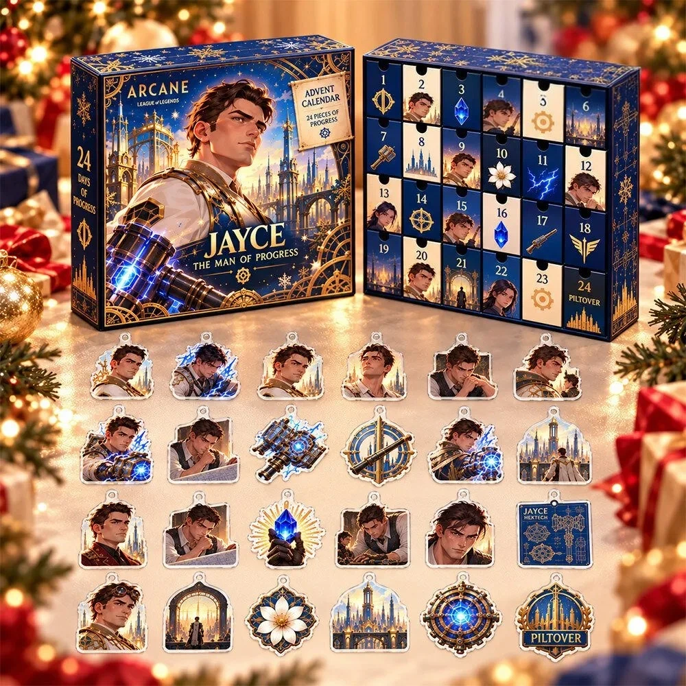 Arcane Jayce Man Of Progress 24 Progress Pieces Advent Calendar Xmas Calendar Lol Lovers Presents, 3D Acrylic Collectibles