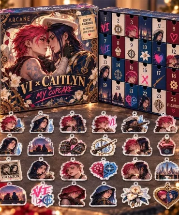 Arcane Vi Caitlyn My Cupcake 24 Love Chaos Pieces Advent Calendar Christmas Coutdown Lol Fan Gift, 3D Acrylic Collectibles