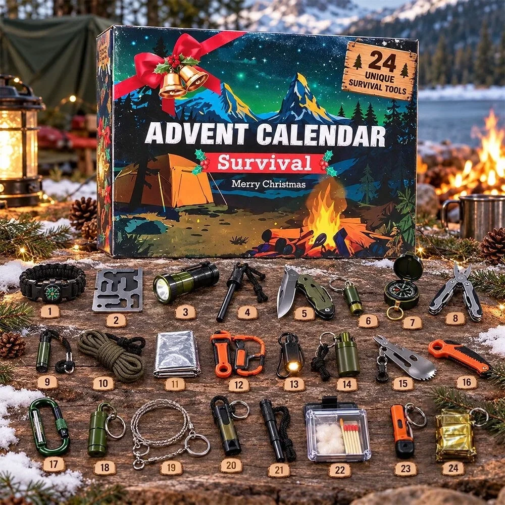 Survival Christmas Advent Calendar 2026 24 Days Christmas Countdown Xmas Gift Ideas, 3D Acrylic Collectibles