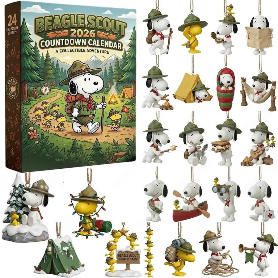 Beagle Scout 2026 Countdown Advent Calendar Snoopy Christmas Countdown Gift Idea, 3D Acrylic Collectibles