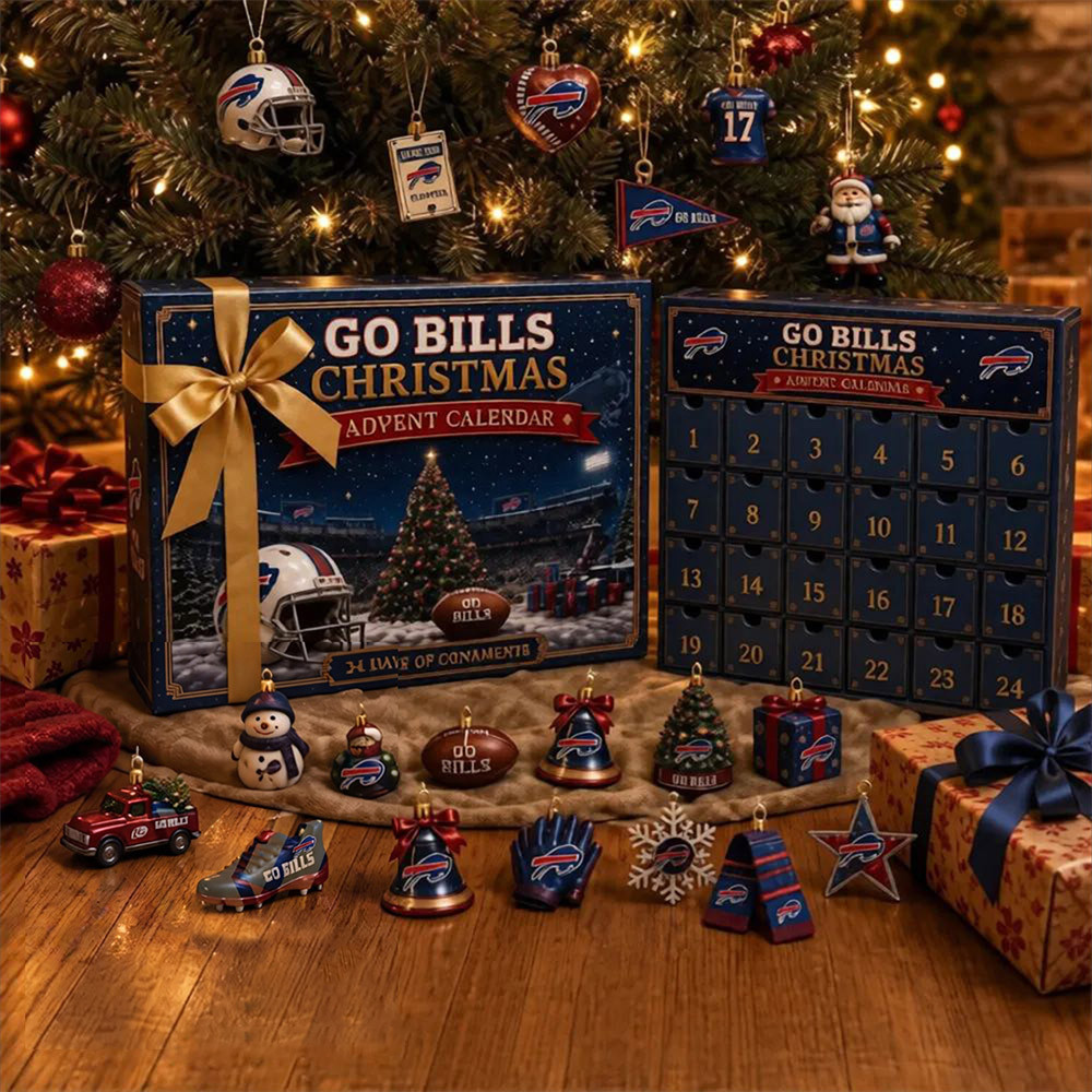 Buffalo Bills Go Bills Christmas Advent Calendar 24 Day Christmas Countdown Gift For Friend, 3D Acrylic Collectibles