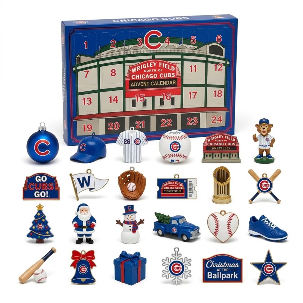 Chicago Cubs Christmas Advent Calendar 24 Day Holiday Countdown Baseball Fans Gift, 3D Acrylic Collectibles
