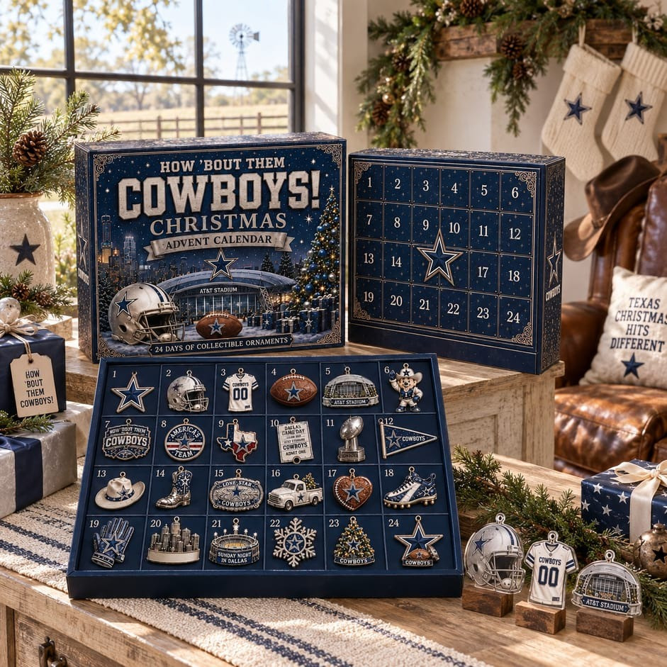 Dallas Cowboys Christmas 2026 Advent Calendar Christmas Eve Countdown Dallas Fans Gift, 3D Acrylic Collectibles