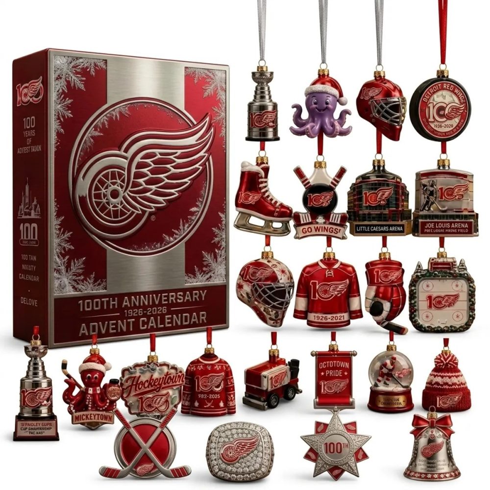 Detroit Red Wings 100Th Anniversary Advent Calendar 24 Day Christmas Countdown Fans Gift, 3D Acrylic Collectibles