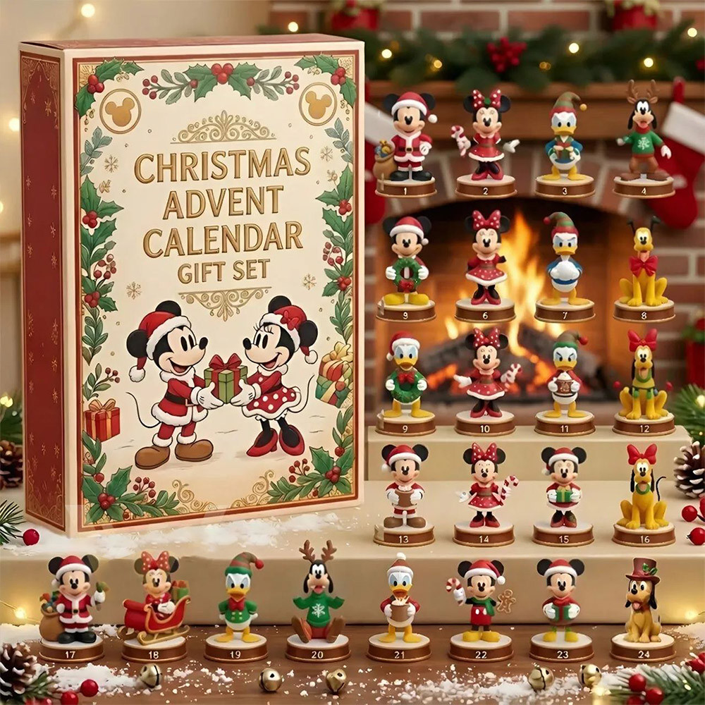 Disney Mickey And Friends Christmas Advent Calendar Holiday Decor Best Gifts For Xmas, 3D Acrylic Collectibles