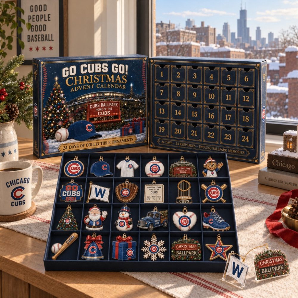 Go Cubs Go Baseball Christmas 2026 Advent Calendar Holiday Decor Sports Fans Gift, 3D Acrylic Collectibles