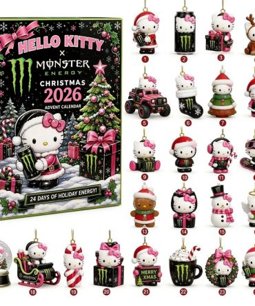 Hello Kitty X Monster Energy Christmas Advent Calendar 2026 24 Days Holiday Countdown Her Gift, 3D Acrylic Collectibles