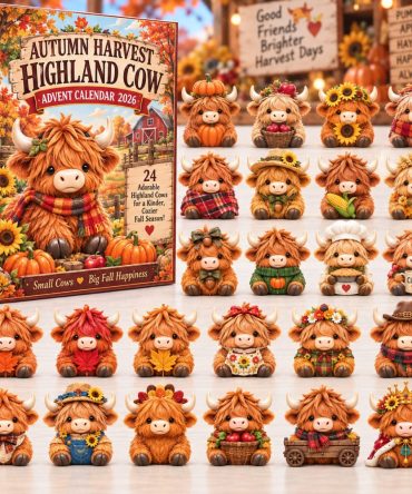 Autumn Harvest Highland Cow Advent Calendar 2026 24 Ornaments Christmas Gift For Farmer, 3D Acrylic Collectibles
