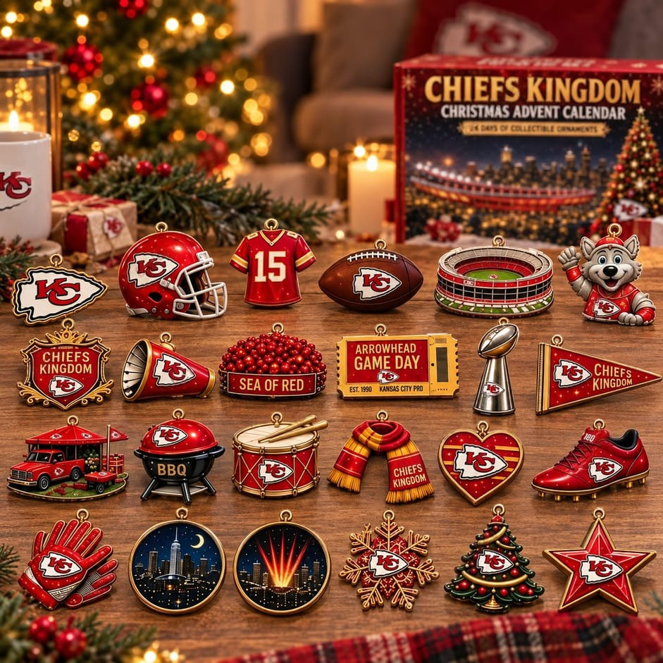 Kansas City Chiefs Kingdom Christmas 2026 Advent Calendar Christmas Eve Countdown Fans Gift, 3D Acrylic Collectibles