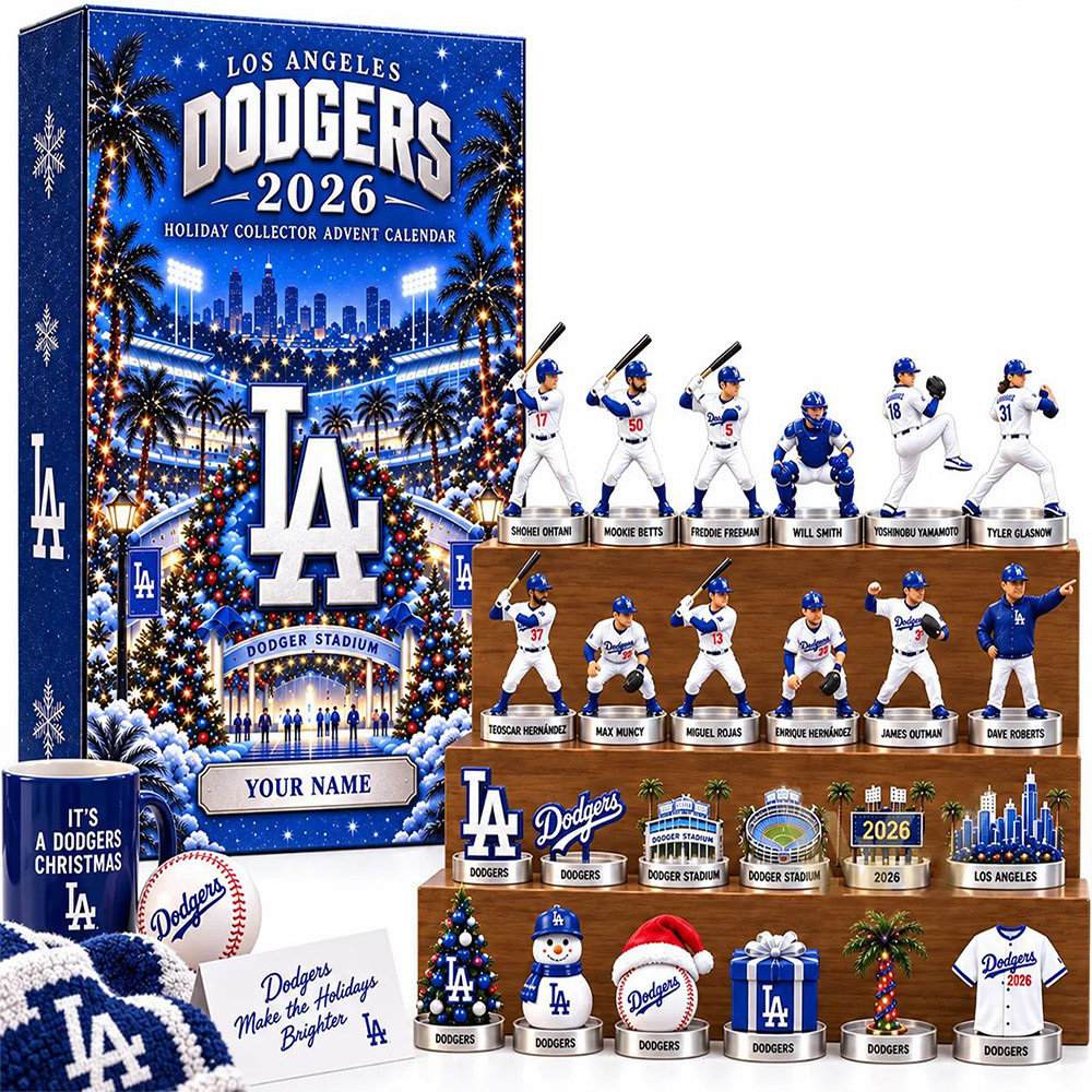 Los Angeles Dodgers 2026 Holiday Collector Advent Calendar Christmas Eve Countdown Sports Gift, 3D Acrylic Collectibles