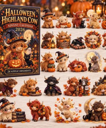 Halloween Highland Cow Advent Calendar 2026 24 Acrylic Christmas Gift For Dad, 3D Acrylic Collectibles