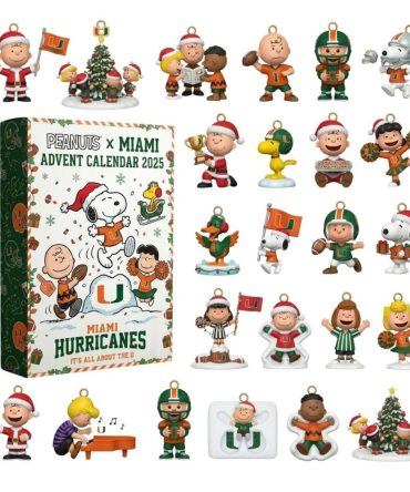Miami Hurricanes Peanuts Snoopy 2026 Christmas Advent Calendar Holiday Countdown Xmas Gift, 3D Acrylic Collectibles