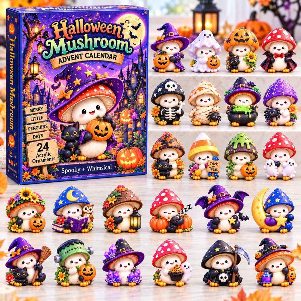 Halloween Mushroom Advent Calendar 2026 24 Acrylic Christmas Gift For Sister, 3D Acrylic Collectibles