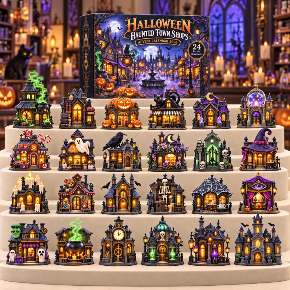 Halloween Village Advent Calendar 2026 Christmas Halloween Gift For Horror Fan, 3D Acrylic Collectibles