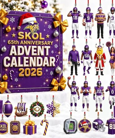 Minnesota Vikings 65Th Anniversary 2026 Advent Calendar 24 Day Christmas Countdown Fans Gift, 3D Acrylic Collectibles