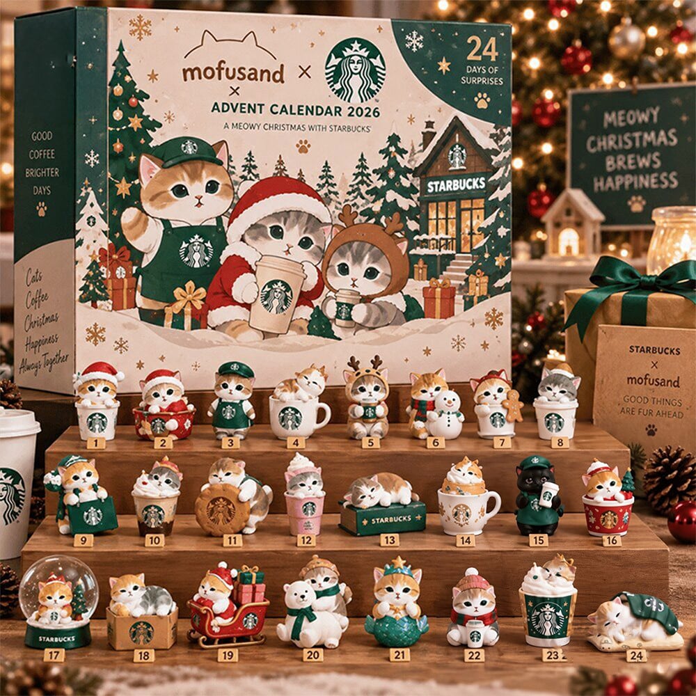 Mofusand X Starbucks Advent Calendar 2026 24 Day Christmas Countdown Box Gift For Mom, 3D Acrylic Collectibles
