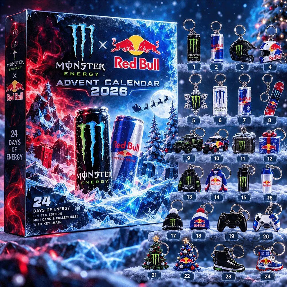 Monster Energy X Red Bull Advent Calendar 2026 24 Days Christmas Countdown Friend Gift, 3D Acrylic Collectibles