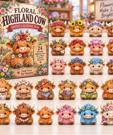 Highland Cow Advent Calendar 2026 24 Acrylic Christmas Gift For Mom, 3D Acrylic Collectibles