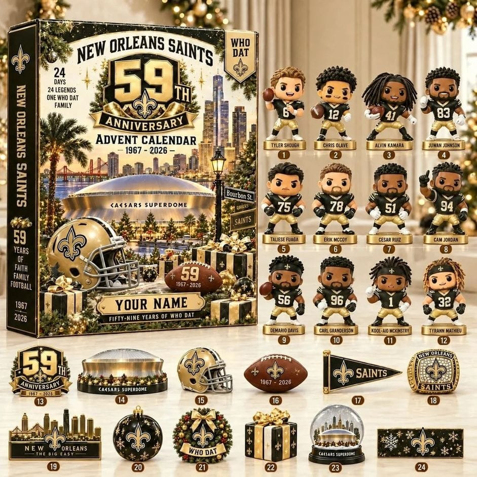New Orleans Saints 59Th Anniversary Advent Calendar 2026 Christmas Countdown Football Fans Gift, 3D Acrylic Collectibles