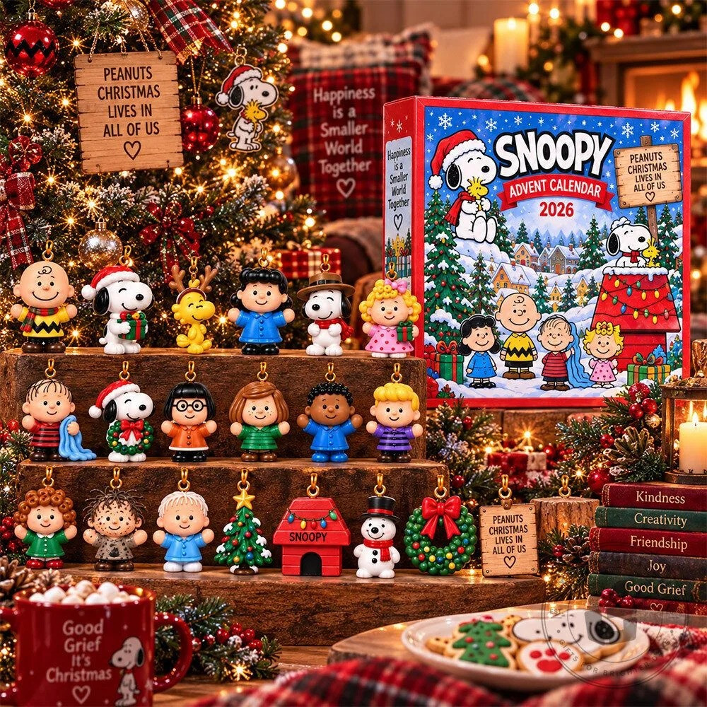 Peanuts Snoopy Christmas 2026 Advent Calendar Holiday Decor Gift For Besties, 3D Acrylic Collectibles