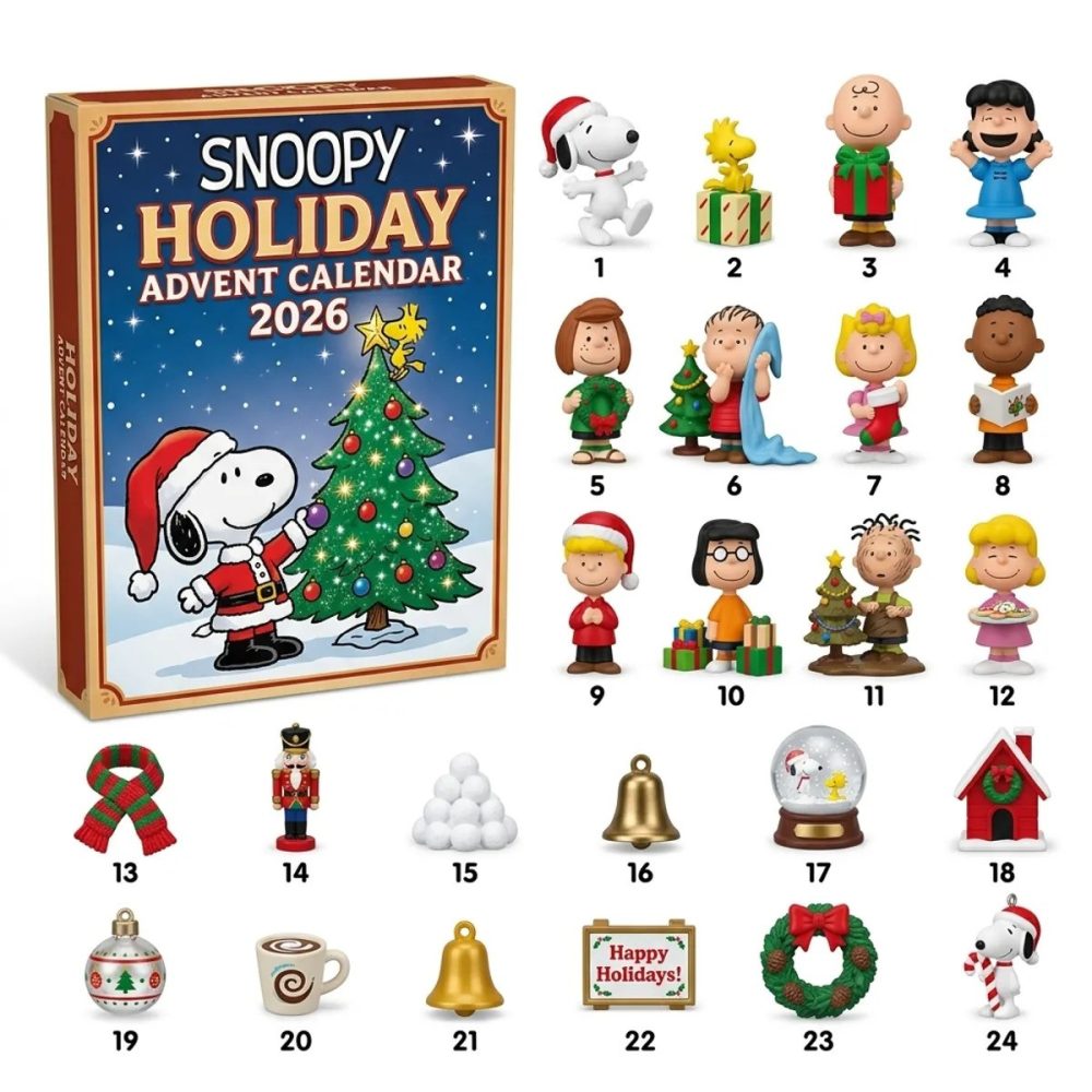 Peanuts Snoopy Holiday Advent Calendar 2026 24 Day Christmas Countdown Xmas Gifts Ideas, 3D Acrylic Collectibles