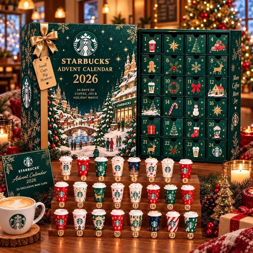 Starbucks 2026 Advent Calendar 24 Days Christmas Countdown Xmas Gifts Ideas, 3D Acrylic Collectibles