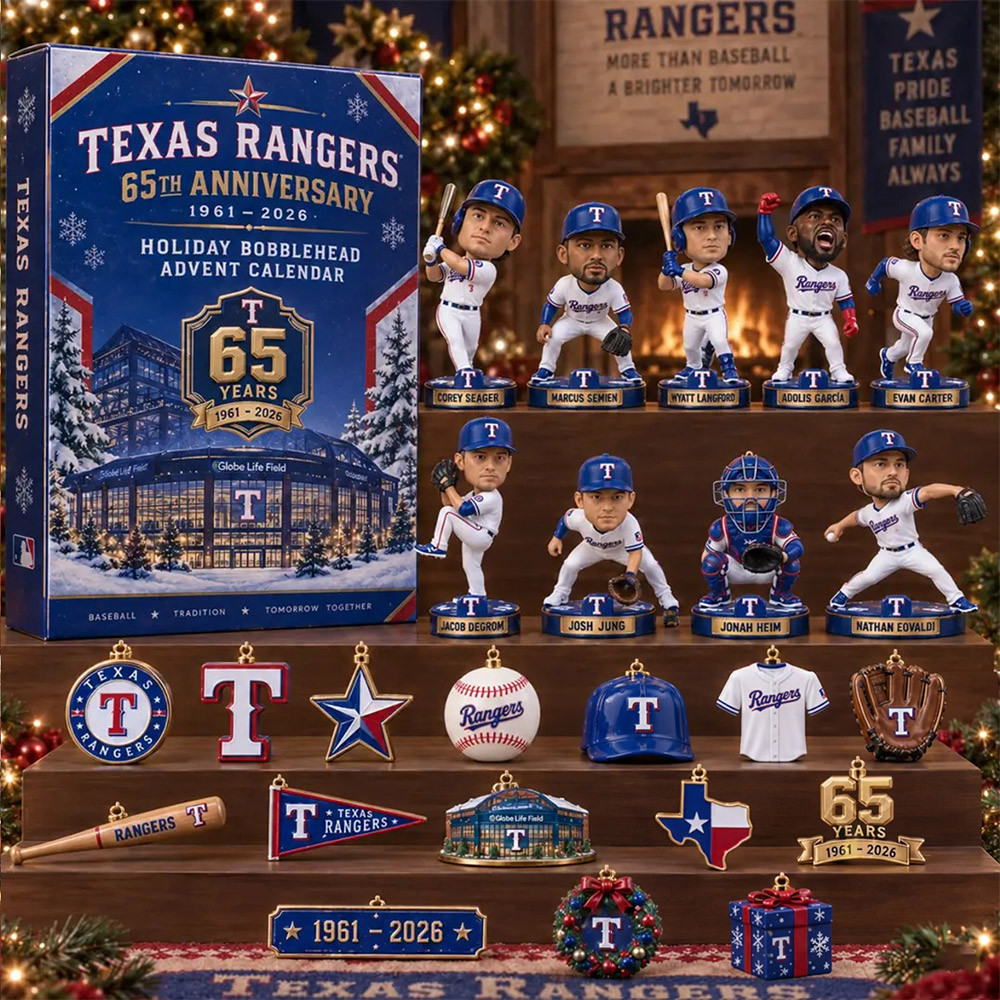 Texas Rangers 65Th Anniversary Bobblehead Advent Calendar 24 Day Xmas Countdown Fans Gift, 3D Acrylic Collectibles