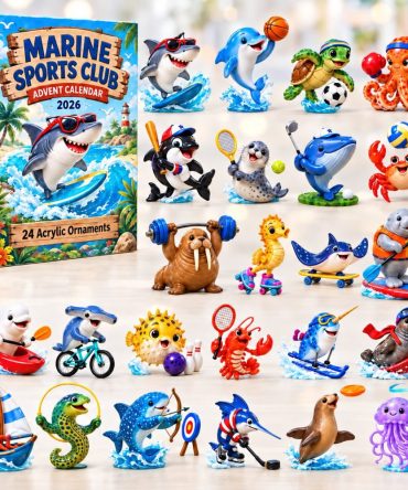Marine Sports Advent Calendar 2026 24 Ornaments Christmas Gift For Boys, 3D Acrylic Collectibles