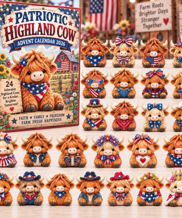 Patriotic Highland Cow Advent Calendar 2026 Christmas Gift For Brother, 3D Acrylic Collectibles