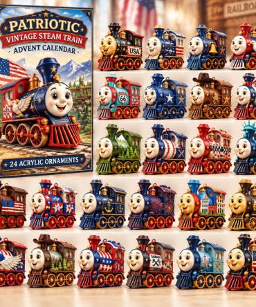 Patriotic Vintage Steam Train Advent Calendar 2026 Christmas Gift For Son, 3D Acrylic Collectibles