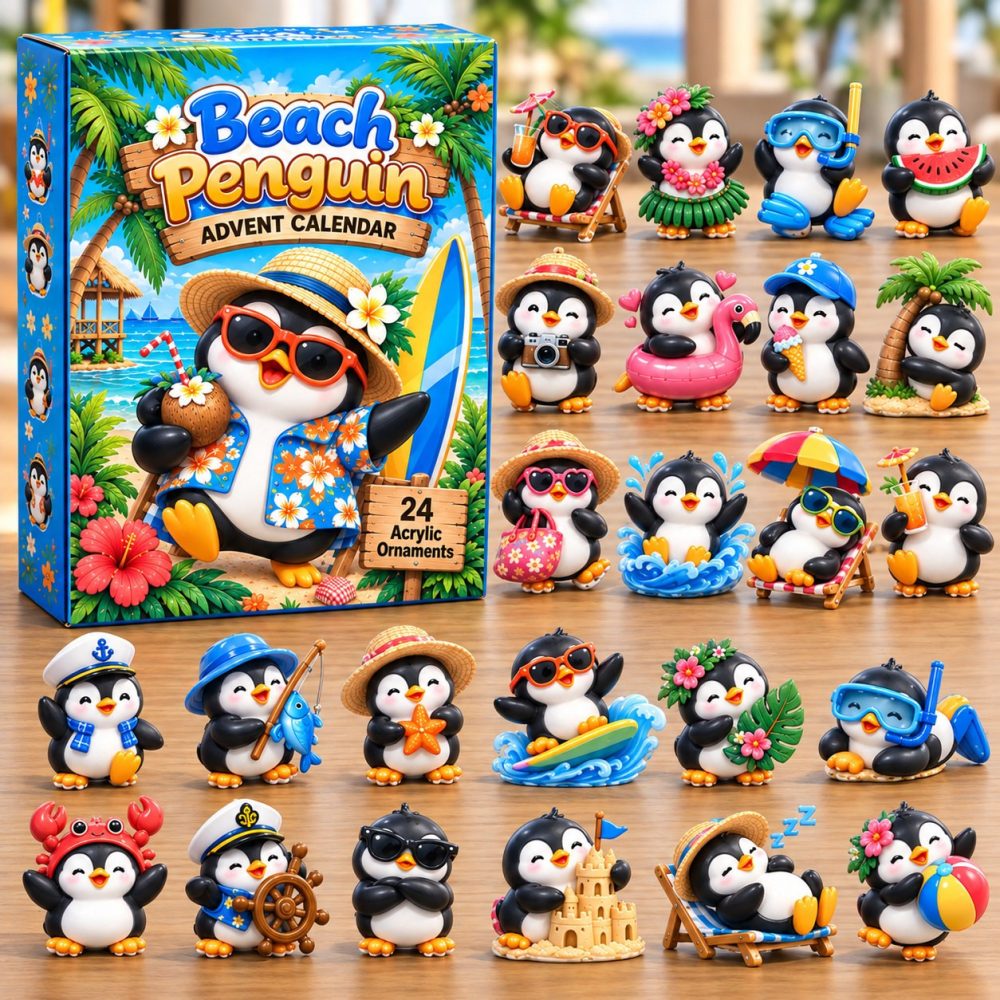 Penguin Beach Wonderland Advent Calendar 2026 24 Acrylic Christmas Gift For Son, 3D Acrylic Collectibles