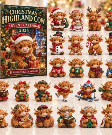 Christmas Highland Cow Advent Calendar 2026 Countdown Gifts For Animal Lovers, 3D Acrylic Collectibles