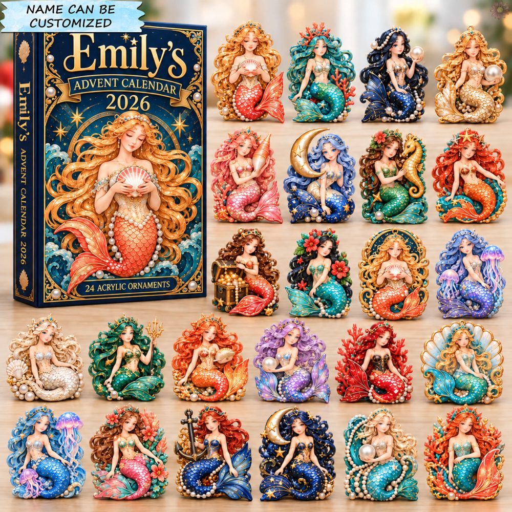 Customized Mermaid Ocean Treasures Advent Calendar 2026 Christmas Gifts For Girls, 3D Acrylic Collectibles