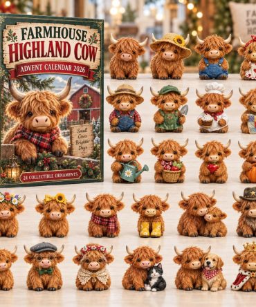 Farmhouse Highland Cow Advent Calendar 2026 Christmas Countdown Gifts For Mom, 3D Acrylic Collectibles