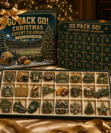 Green Bay Packers Merch Go Pack Go Christmas Advent Calendar Packers Christmas Gift, 3D Acrylic Collectibles