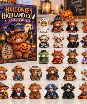 Halloween Highland Cow Advent Calendar 2026 Countdown Gifts For Cow Lovers, 3D Acrylic Collectibles