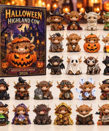 Halloween Highland Cow Advent Calendar 2026 Halloween Gifts For Cow Lovers, 3D Acrylic Collectibles