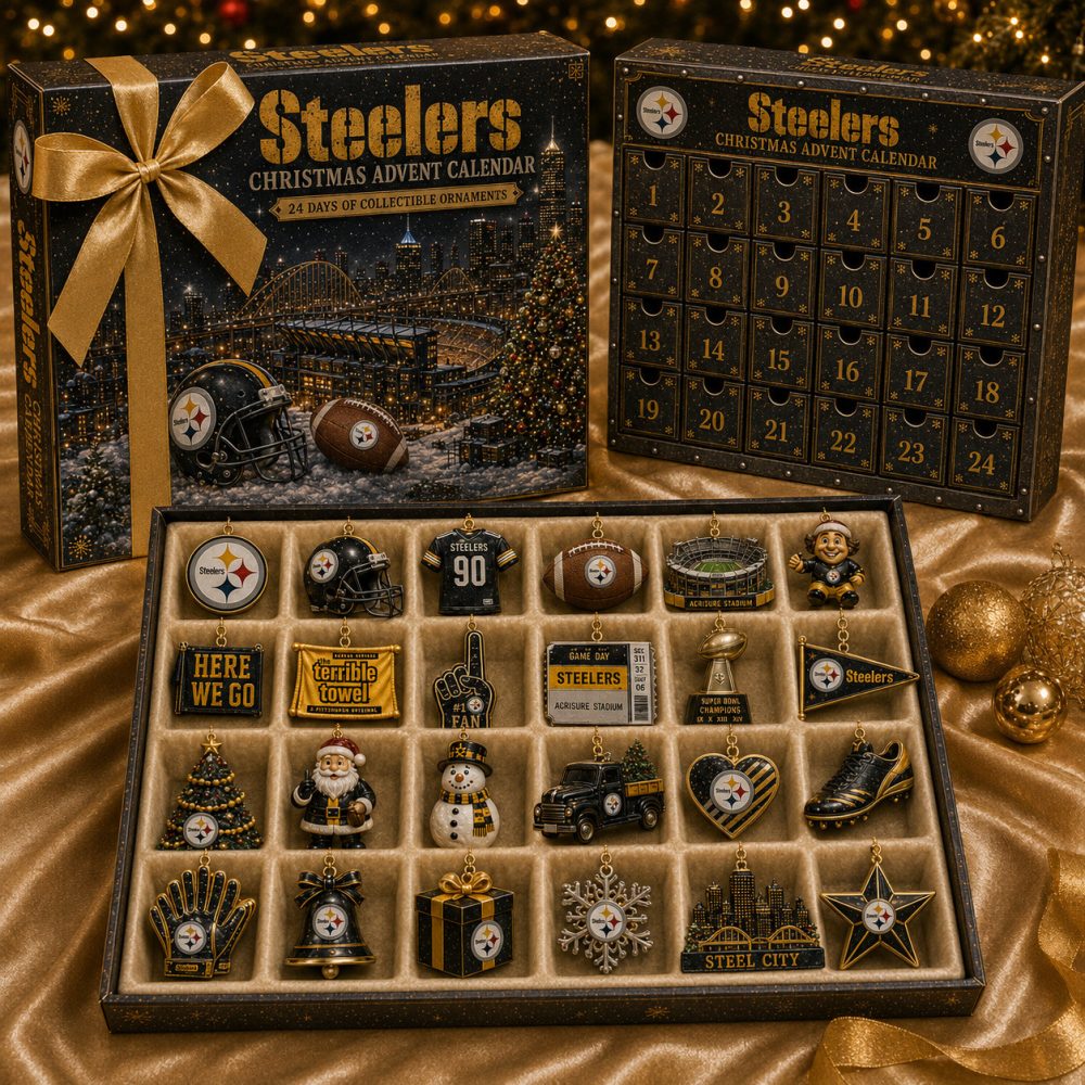 Pittsburgh Steelers Merch Here We Go Football Christmas Advent Calendar Steelers Fan Gift, 3D Acrylic Collectibles