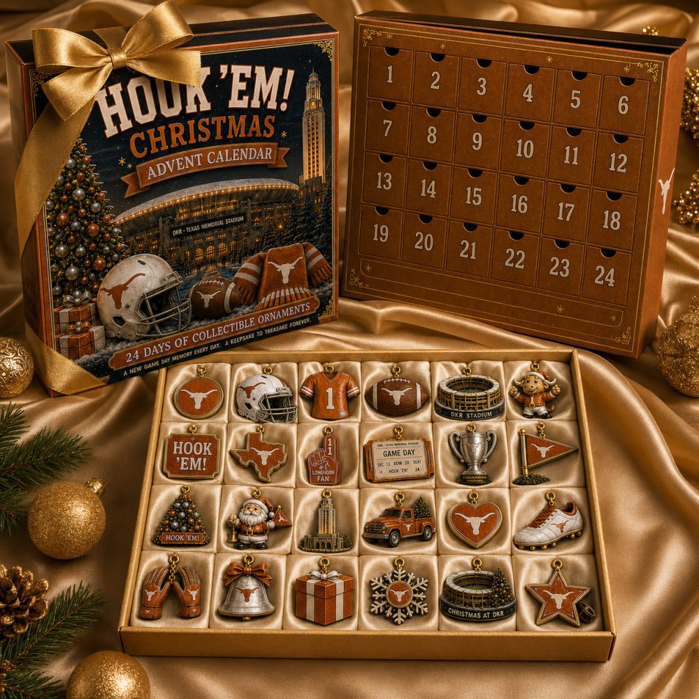 Texas Longhorns Merch Hook'Em Christmas Advent Calendar Longhorns Football Gifts, 3D Acrylic Collectibles
