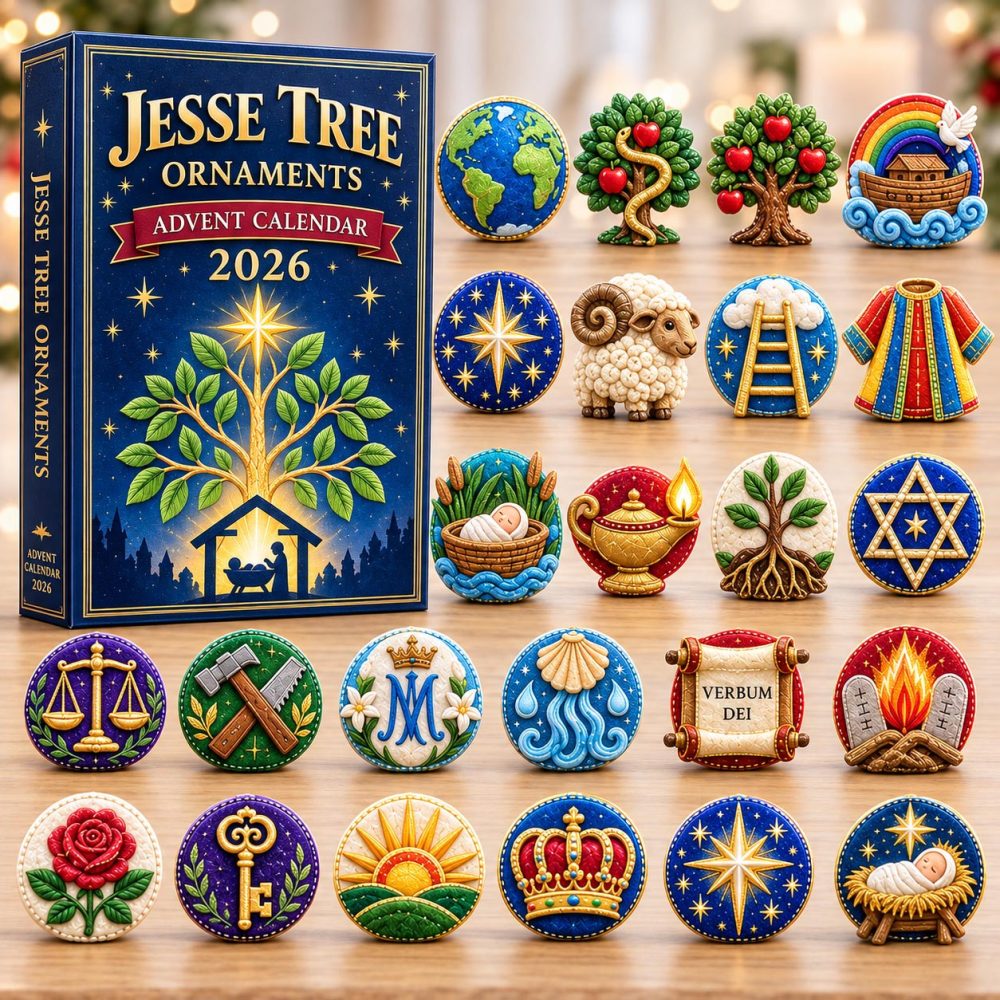 Jesse Tree Sacred Symbols Advent Calendar 2026 Christmas Gifts For Christians, 3D Acrylic Collectibles