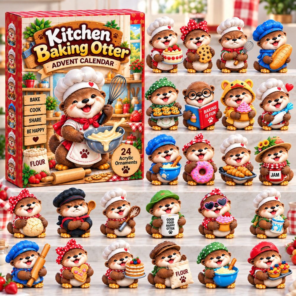 Kitchen Baking Otter Advent Calendar 2026 Christmas Countdown Gifts For Mom, 3D Acrylic Collectibles