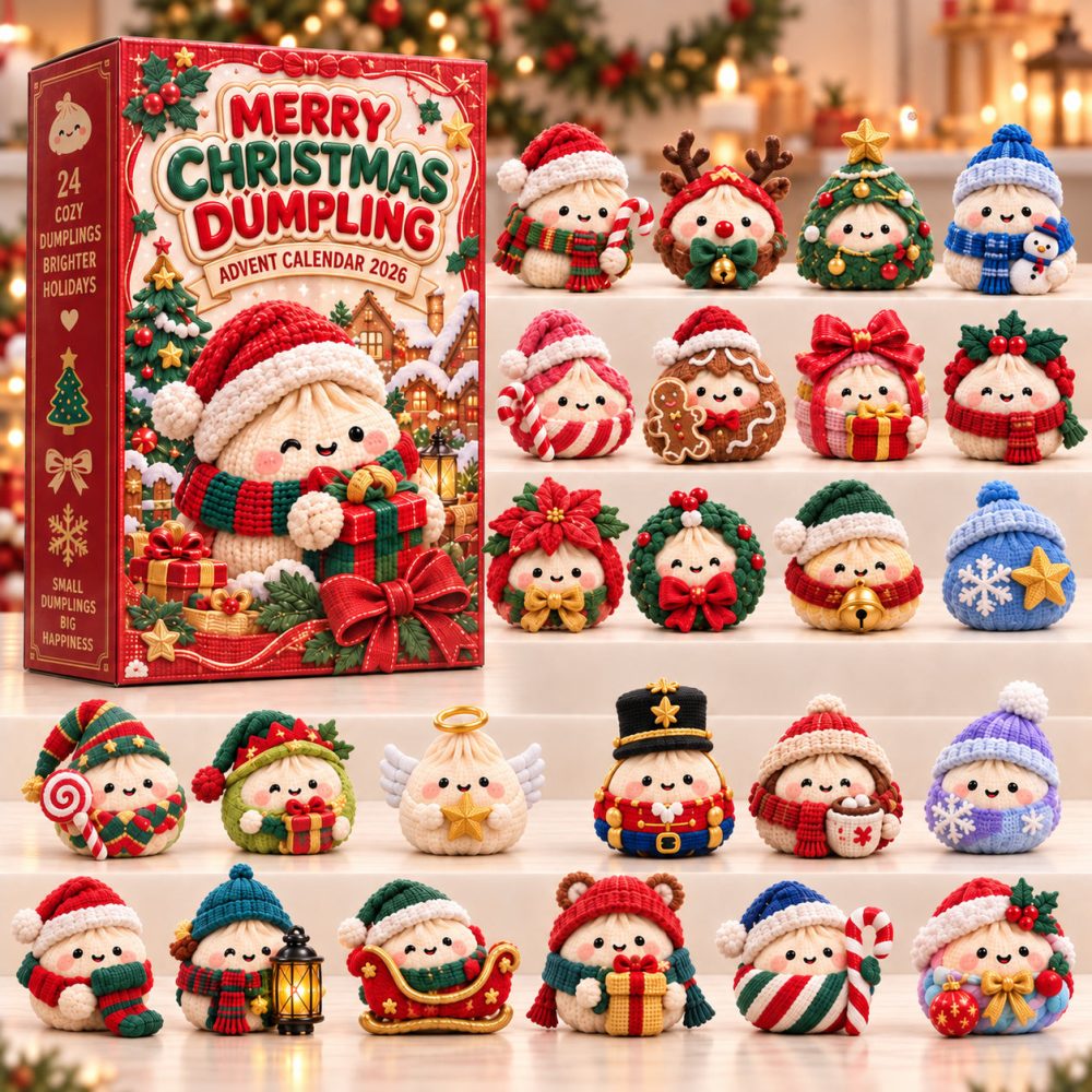 Merry Christmas Dumpling Advent Calendar 2026 Holiday Countdown Gifts For Girls, 3D Acrylic Collectibles