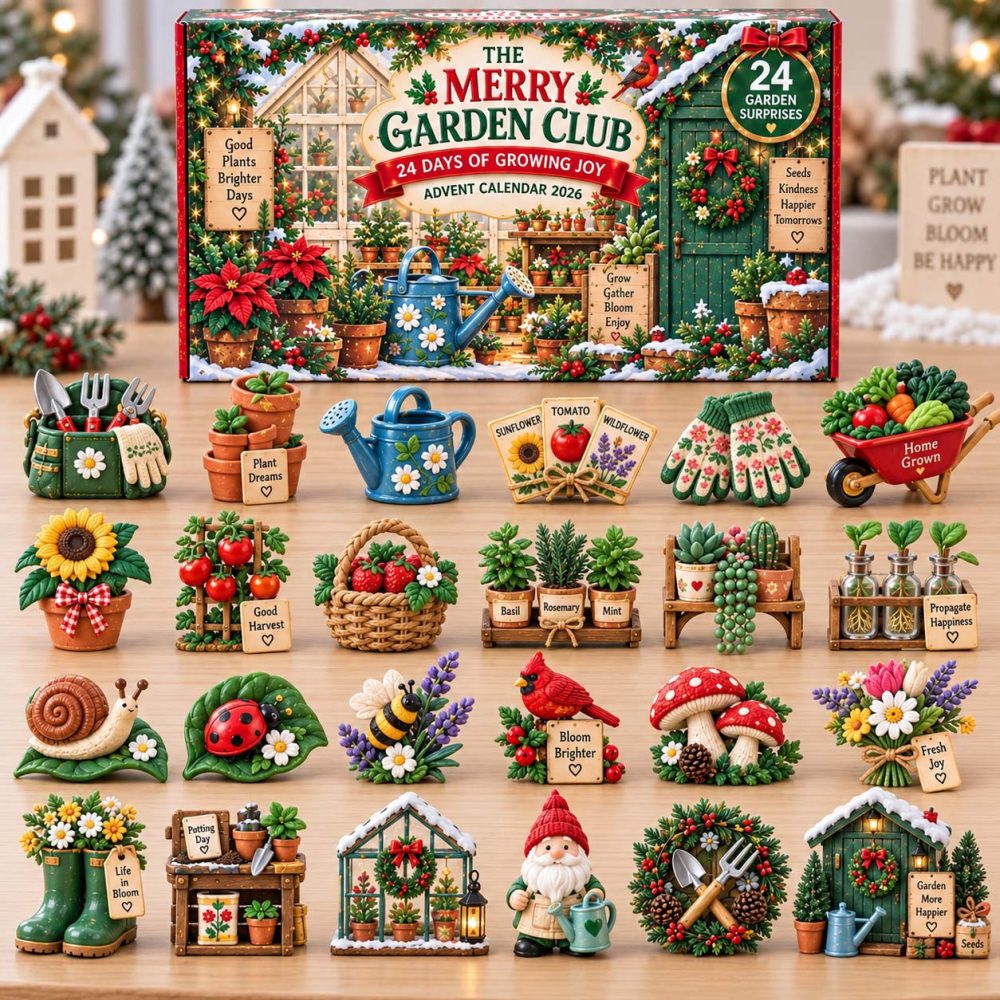 Merry Garden Club Growing Joy Advent Calendar 2026 24 Days Christmas Gifts For Gardeners, 3D Acrylic Collectibles