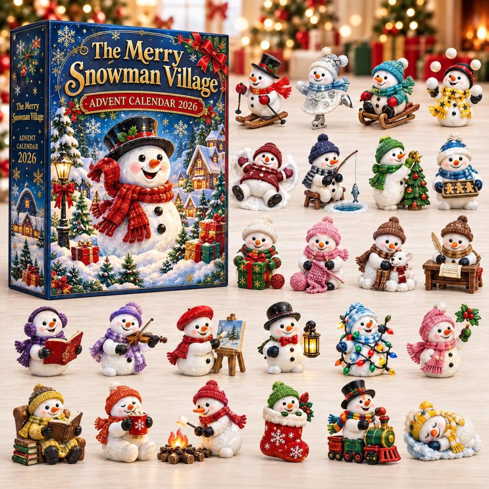 Merry Snowman Village Advent Calendar 2026 Christmas Countdown Gifts For Girls, 3D Acrylic Collectibles