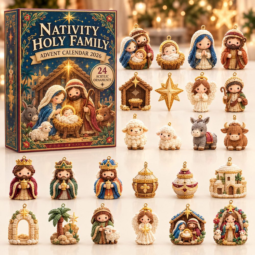 Nativity Holy Family Advent Calendar 2026 24 Acrylic Christmas Countdown Gifts For Christians, 3D Acrylic Collectibles
