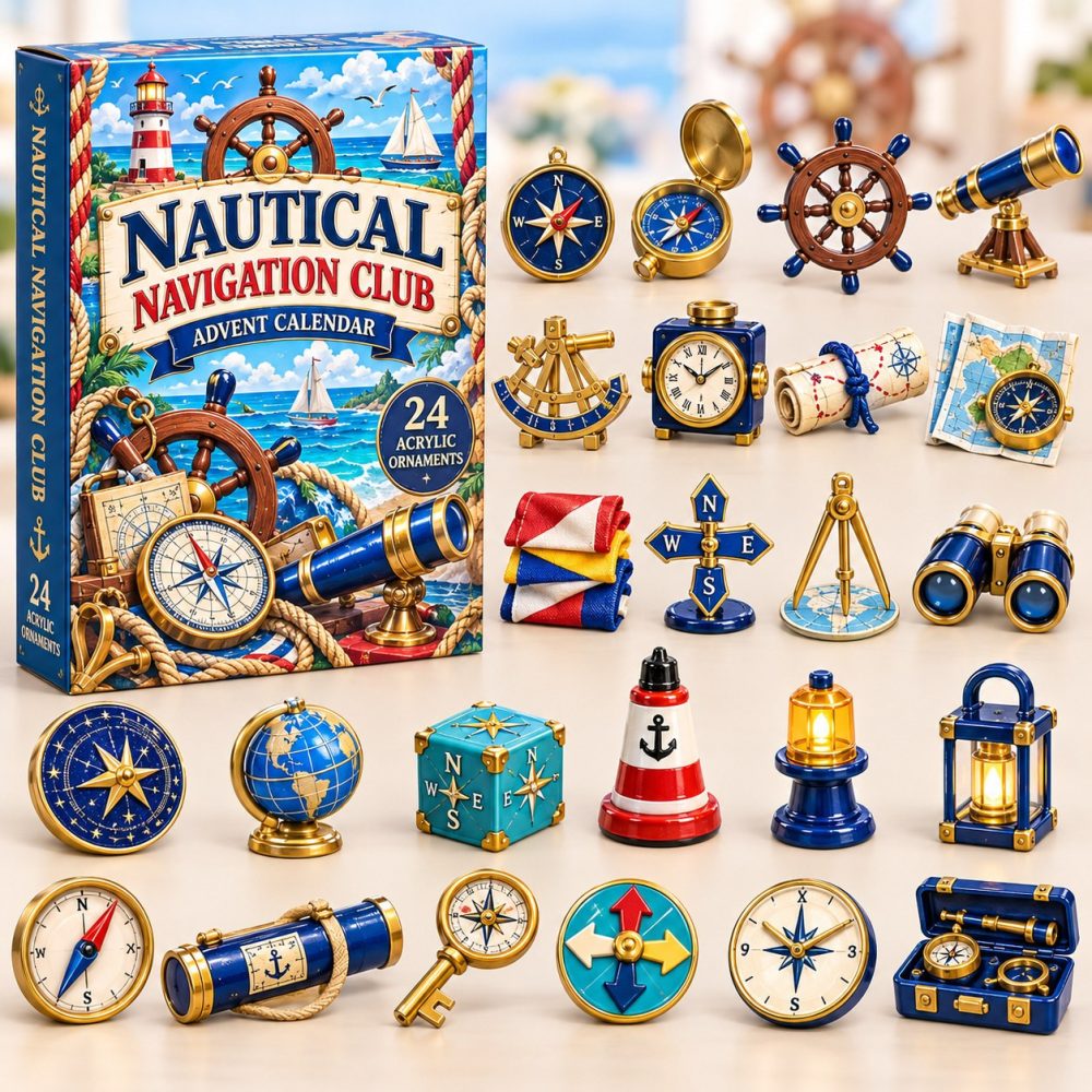 Nautical Navigation Club Advent Calendar 2026 Christmas Countdown Gifts For Sailors, 3D Acrylic Collectibles