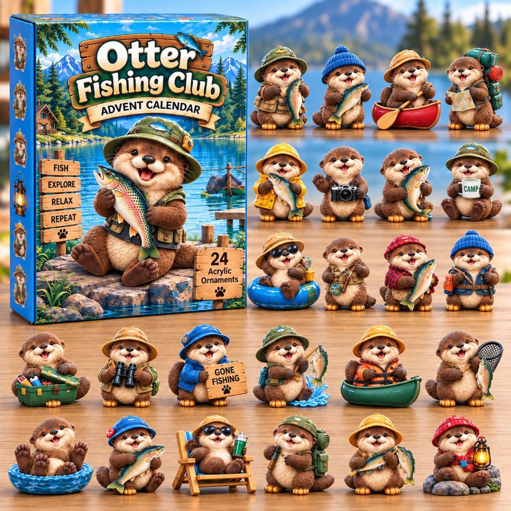 Otter Fishing Club Advent Calendar 2026 Christmas Countdown Gifts For Fishermen, 3D Acrylic Collectibles